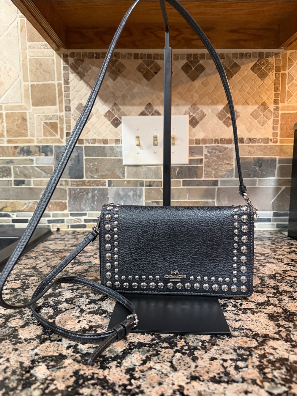 Anna Foldover Clutch Crossbody With Rivets